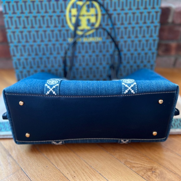 Tory Burch Perry Denim Triple Compartment Tote - Picture 4 of 15